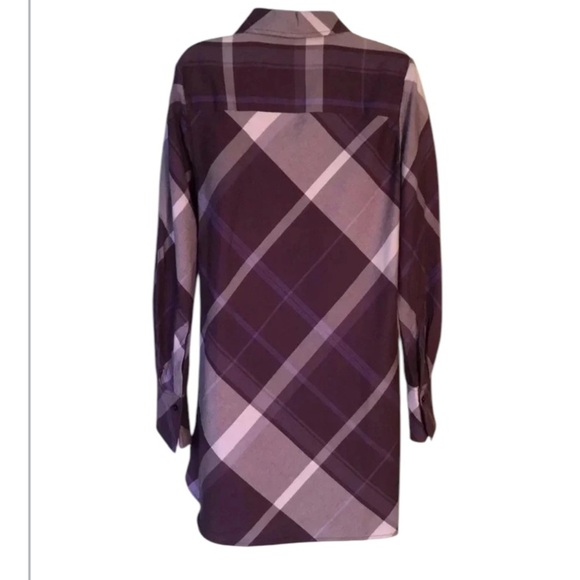 Ted Baker plaid flannel button  tunic  French cuffs Size 2 Fits 4-6 - Picture 3 of 9